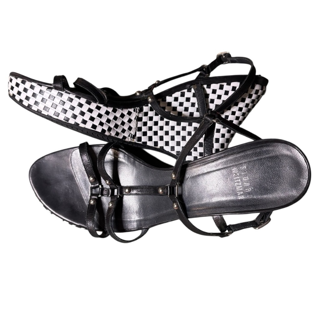Stuart Weitzman Black and White Polka Dot Wedges